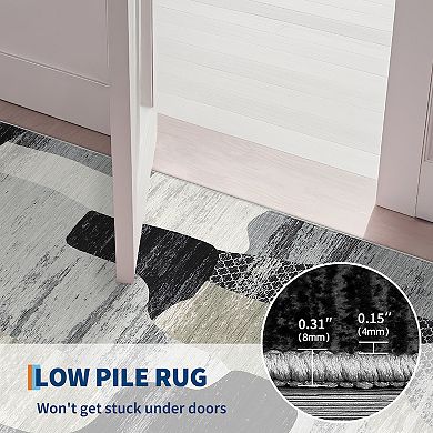 Garvee Modern Abstract Color Block Area Rug Machine Washable Non Slip Soft Rugs for Bedroom Kitchen
