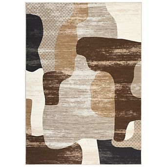 Garvee Modern Abstract Color Block Area Rug Machine Washable Non Slip Soft Rugs for Bedroom Kitchen