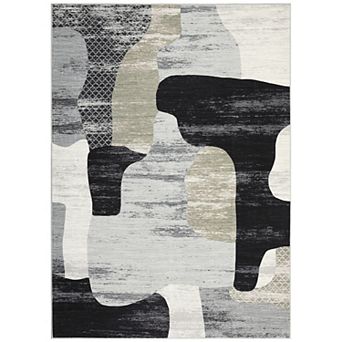 Garvee Modern Abstract Color Block Area Rug Machine Washable Non Slip Soft Rugs for Bedroom Kitchen