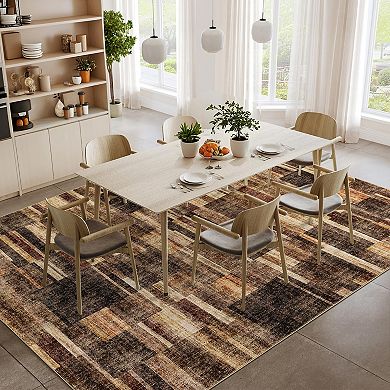 Garvee Machine Washable Modern Geometric Area Rug Non Slip Low Pile Throw Rug for Bedroom Kitchen