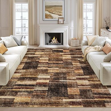 Garvee Machine Washable Modern Geometric Area Rug Non Slip Low Pile Throw Rug for Bedroom Kitchen