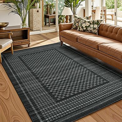 Garvee Geometric Rug Stain & Slip Resistant Ultra Thin Machine Washable for Living Spaces Bedrooms