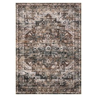 Garvee Vintage Distressed Floral Area Rug Machine Washable Non Slip Mat for Bedroom Living Room