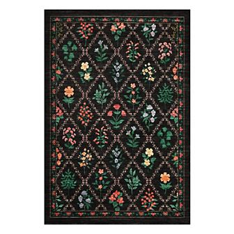 Garvee Pastoral Flower Print Machine Washable Area Rug Low Pile Non Slip Rug for Living Room Bedroom