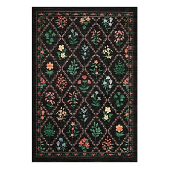 Garvee Pastoral Flower Print Machine Washable Area Rug Low Pile Non Slip Rug for Living Room Bedroom