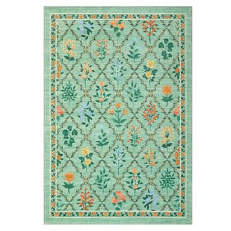 Garvee Pastoral Flower Print Machine Washable Area Rug Low Pile Non Slip Rug for Living Room Bedroom
