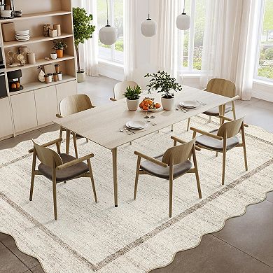 Garvee Solid Color Machine Washable Non Slip with Flounce Border Area Rug for Living Room Bedroom