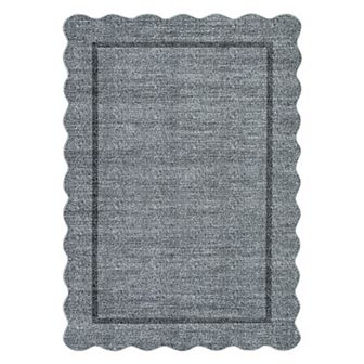 Garvee Solid Color Machine Washable Non Slip with Flounce Border Area Rug for Living Room Bedroom