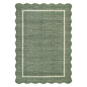 Garvee Solid Color Machine Washable Non Slip with Flounce Border Area Rug for Living Room Bedroom