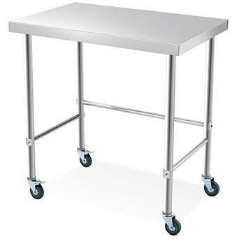 Stainless Steel Table without Bottom Shelf 36x24 Inch with Wheels