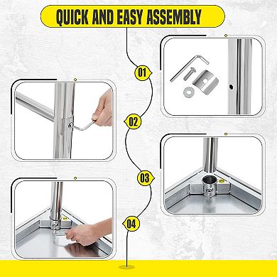 Stainless Steel Table without Bottom Shelf 36x24 Inch with Wheels