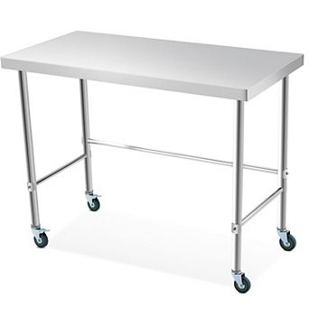 Stainless Steel Table without Bottom Shelf 48x24 Inch with Wheels
