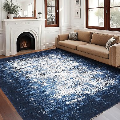 Garvee Modern Abstract Machine Washable Area Rug Ultra Thin Non Slip Rug for Living Spaces Kitchen