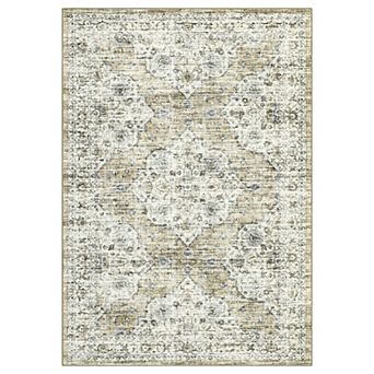 Garvee Boho Vintage Floral Print Area Rug Non Slip Low Pile Stain Resistant Rug for Bedroom Kitchen