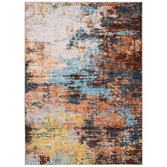 Garvee Machine Washable Abstract Non Slip Area Rug Low Pile Bordered for Living Room Bedroom