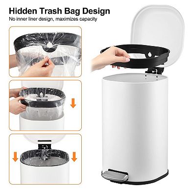 Anti fingerprint stainless steel trash can, with soft lid recycling trash can, universal trash can