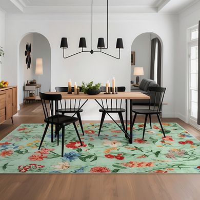 Garvee Machine Washable Floral Area Rug Soft Non Slip Stain Resistant Rugs for Living Room Kitchen