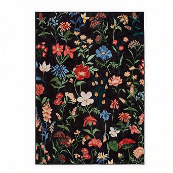 Garvee Machine Washable Floral Area Rug Soft Non Slip Stain Resistant Rugs for Living Room Kitchen