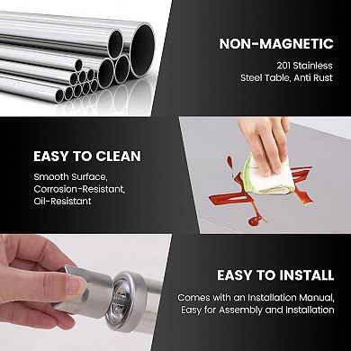 Stainless Steel Table 12x24x35Inch with 2-Tier Storage, Adjustable Undershelf, Pre-installed Feet