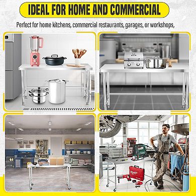 Stainless Steel Table without Bottom Shelf 36x24 Inch