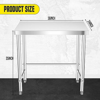 Stainless Steel Table without Bottom Shelf 36x24 Inch