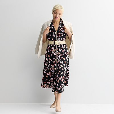 Women's Nine West Zip Front Midi Dress