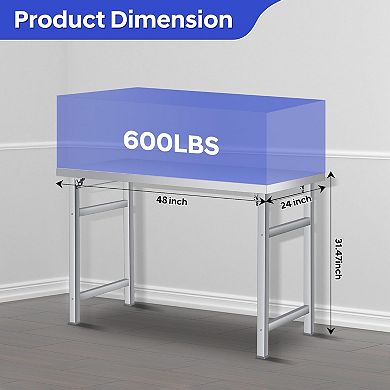 Stainless Steel Folding Table 48x24x31 in, 520 lbs Load, Single Tier No Undershelf