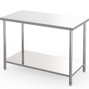 Stainless Steel Table, 60" x 24", 1000 LBS, with Adjustable Undershelf and Galvanized Legs