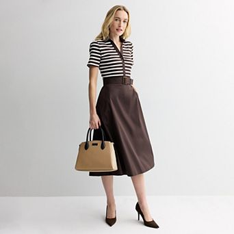 Women's Nine West Front Placket Mix Media Dress