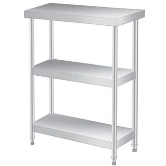 Stainless Steel Table, 14x24x34 Inch, 3 tier Metal Prep Table with 2 Undershelf