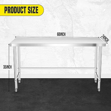 Stainless Steel Table without Bottom Shelf 60x24 Inch