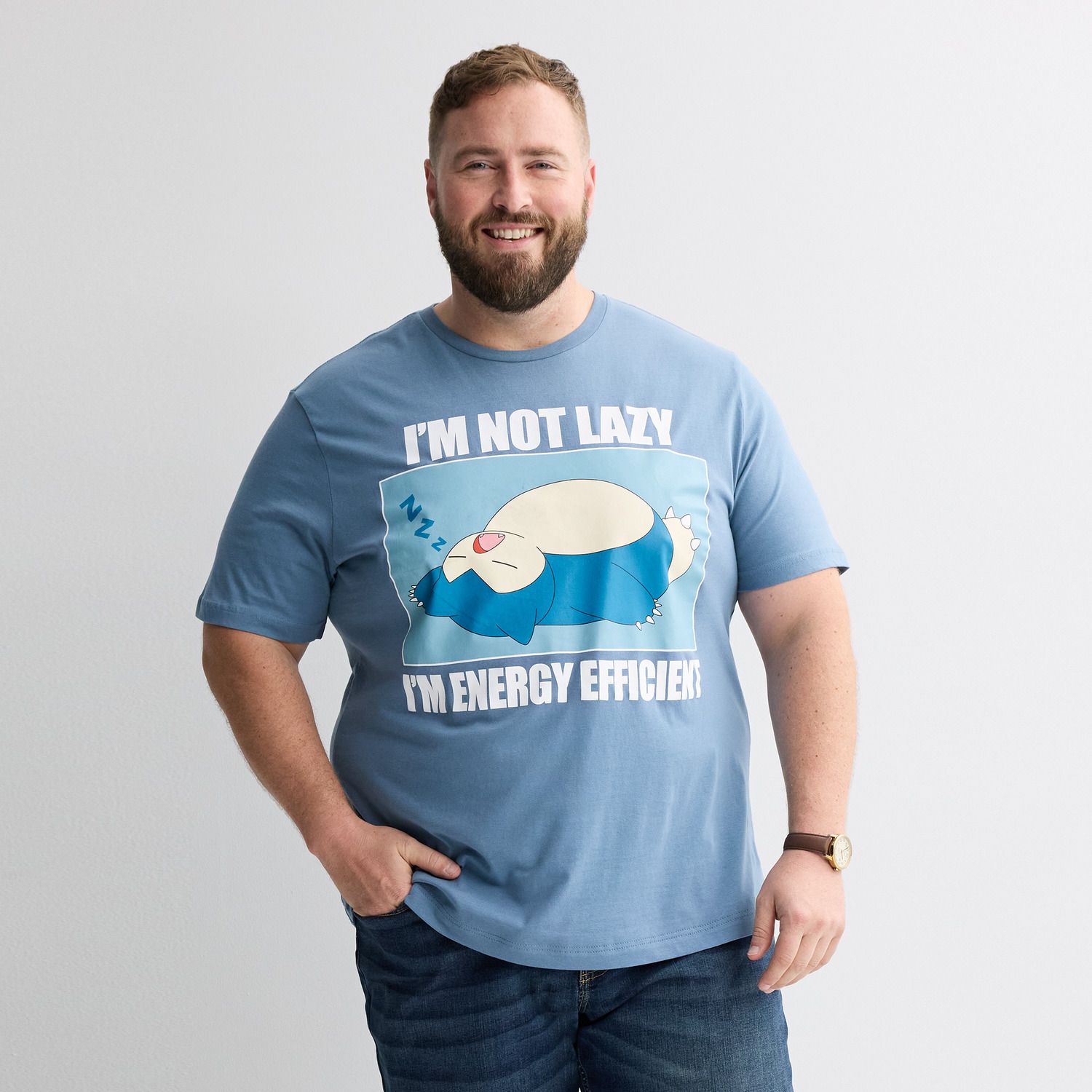 Мужские футболки Big & Tall Pokémon Snorlax I'm Not Lazy Graphic — фото 1