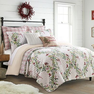Levtex Home Tinsel Tidings Embroidered Birds & Tree Throw Pillow