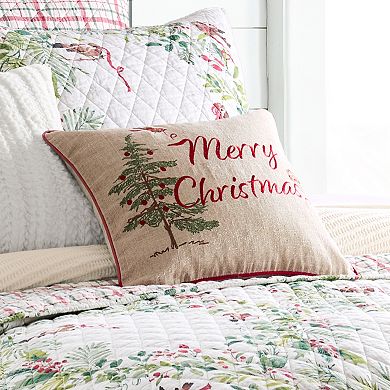 Levtex Home Tinsel Tidings Embroidered Birds & Tree Throw Pillow