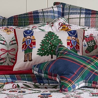 Levtex Home Festive Nutcrackers Tree Applique Throw Pillow