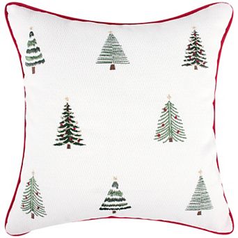 Levtex Home Patchwork Pine Embroidered Trees Throw Pillow