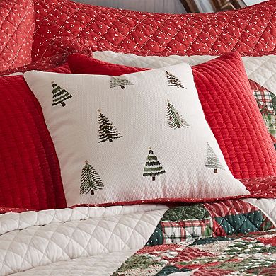 Levtex Home Patchwork Pine Embroidered Trees Throw Pillow