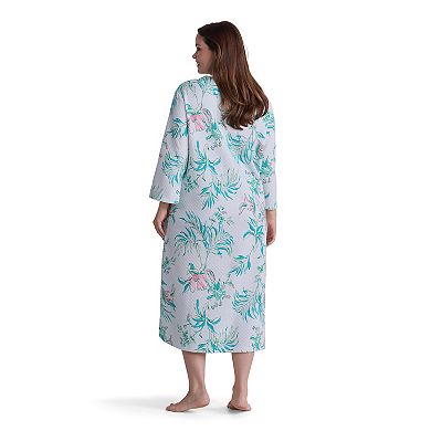 Plus Size Miss Elaine Essentials Quilt-In-Knit Long Robe