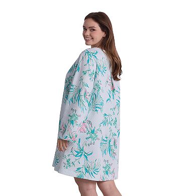 Plus Size Miss Elaine Essentials Quilt-In-Knit Short Robe