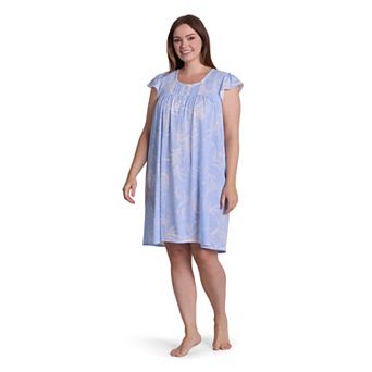Plus Size Miss Elaine Essentials Silkyknit Ruffle Sleeves Short Nightgown