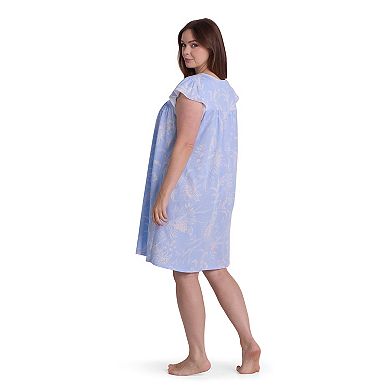 Plus Size Miss Elaine Essentials Silkyknit Ruffle Sleeves Short Nightgown
