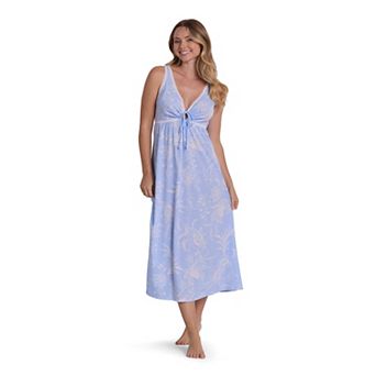 Women's Miss Elaine Essentials Silkyknit V-Neck & Tie Detail Long Nightgown