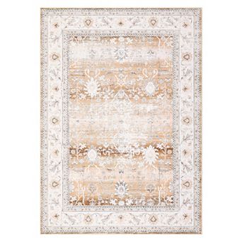 Garvee Vintage Floral Area Rug Machine Washable Low Pile Non Slip Rug for Living Room Bedroom