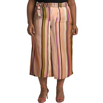 Belted Paper Bag Cropped Palazzo Pants