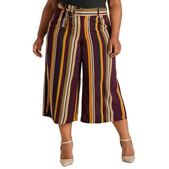 Belted Paper Bag Cropped Palazzo Pants