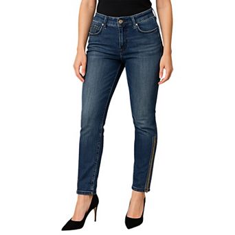 Women's Zipper Trim Low Rise Skinny Jeans