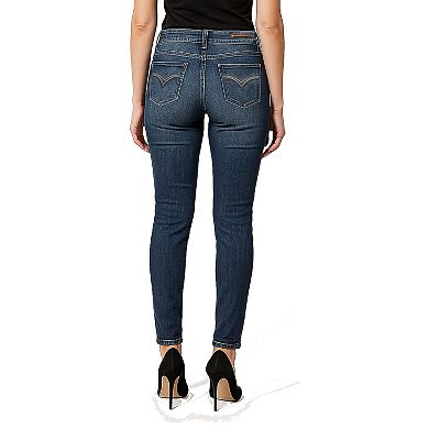 Women's Zipper Trim Low Rise Skinny Jeans