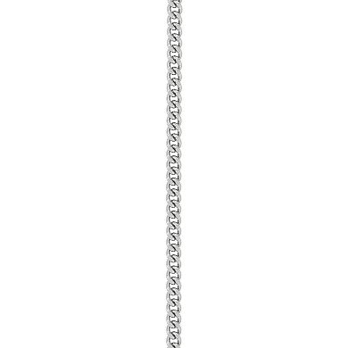 Sterling Silver & Stainless Steel Curb Chain Cross Jesus Pendant Necklace