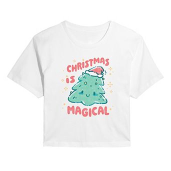 Juniors' Christmas Is Magical Cropped Graphic Tee