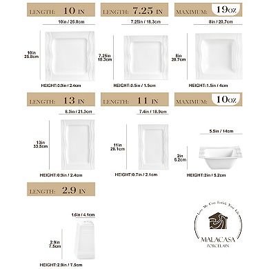 28-pcs Porcelain Dining Set, incl. Bowls, Dessert, Soup, Dinner, Serving Plate, Salt & Pepper